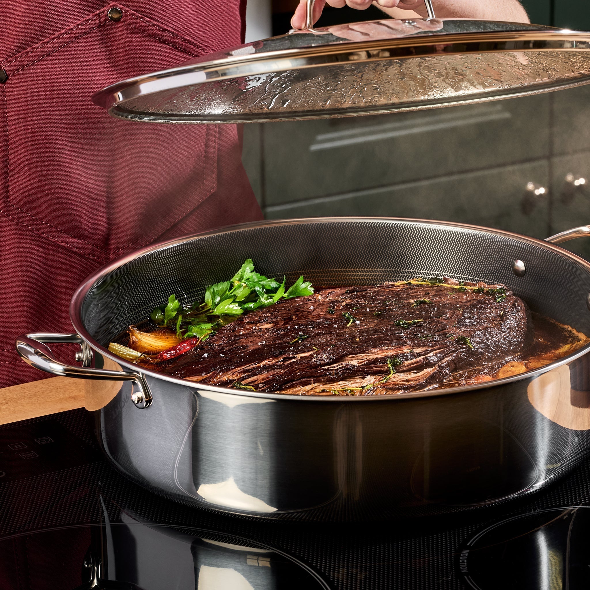 Hybrid Deep Sauté Pan with Lid, 10-QT • HexClad