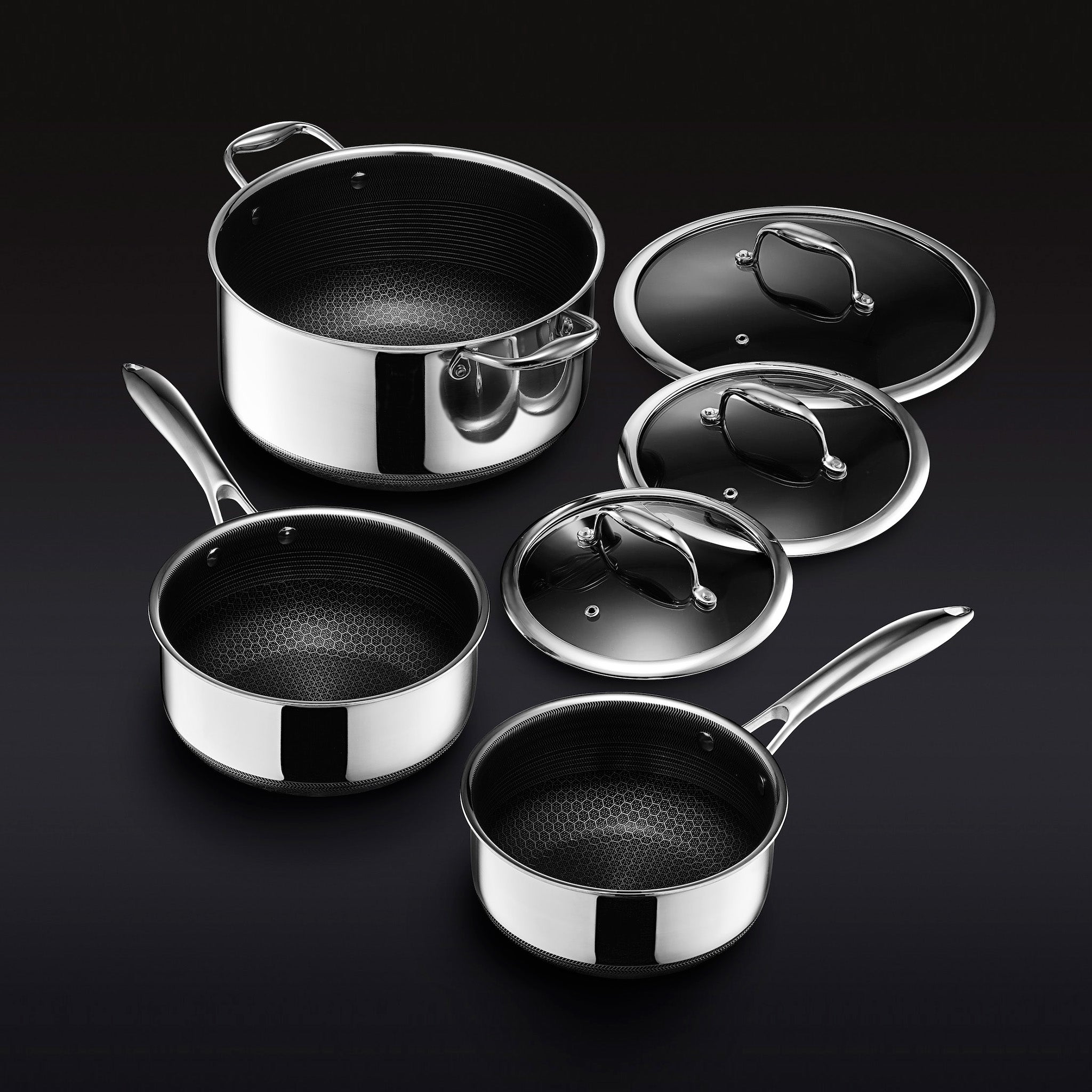 Hybrid Pot Set with Lids, 6-pc • HexClad
