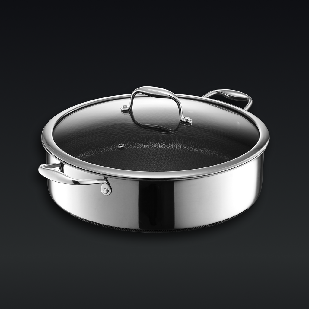 Hybrid Deep Sauté Pan/Chicken Fryer with Lid, 7-Qt • HexClad