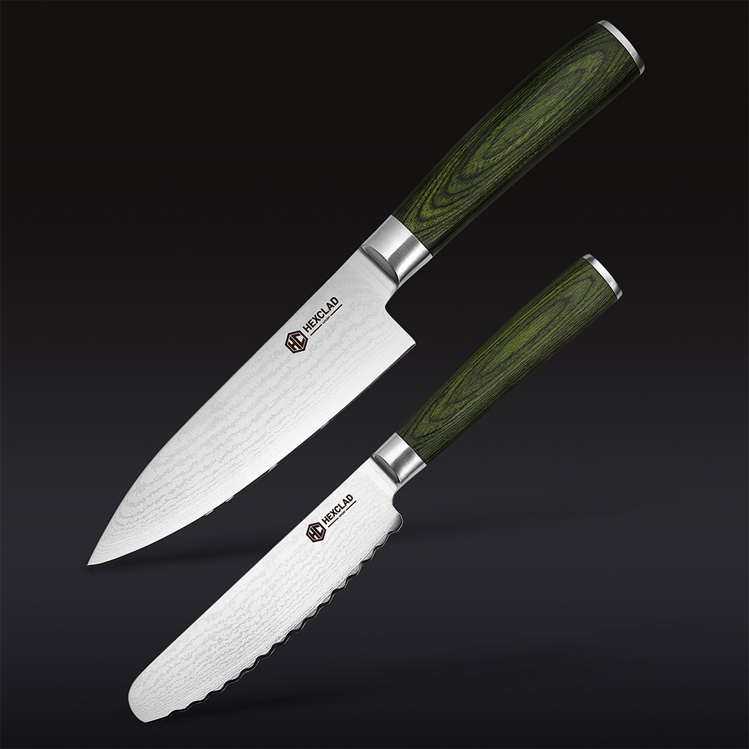 Damascus Steel Starter Knife Set, 2-pc • HexClad