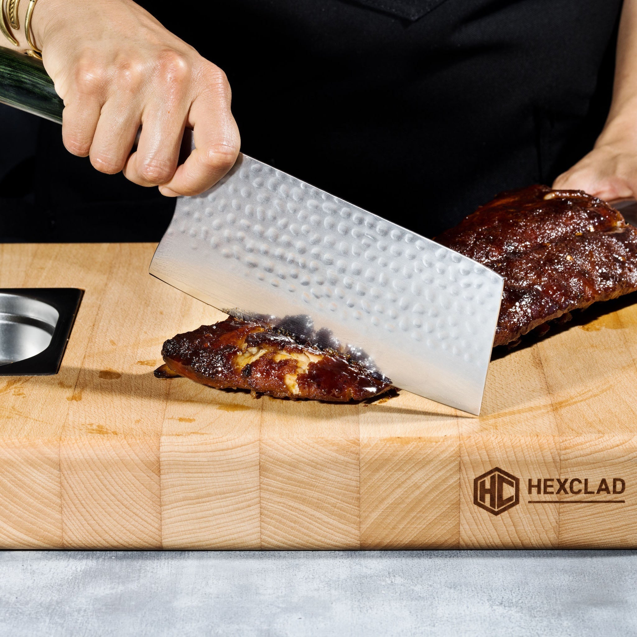 Damascus Steel Cleaver, 7" • HexClad