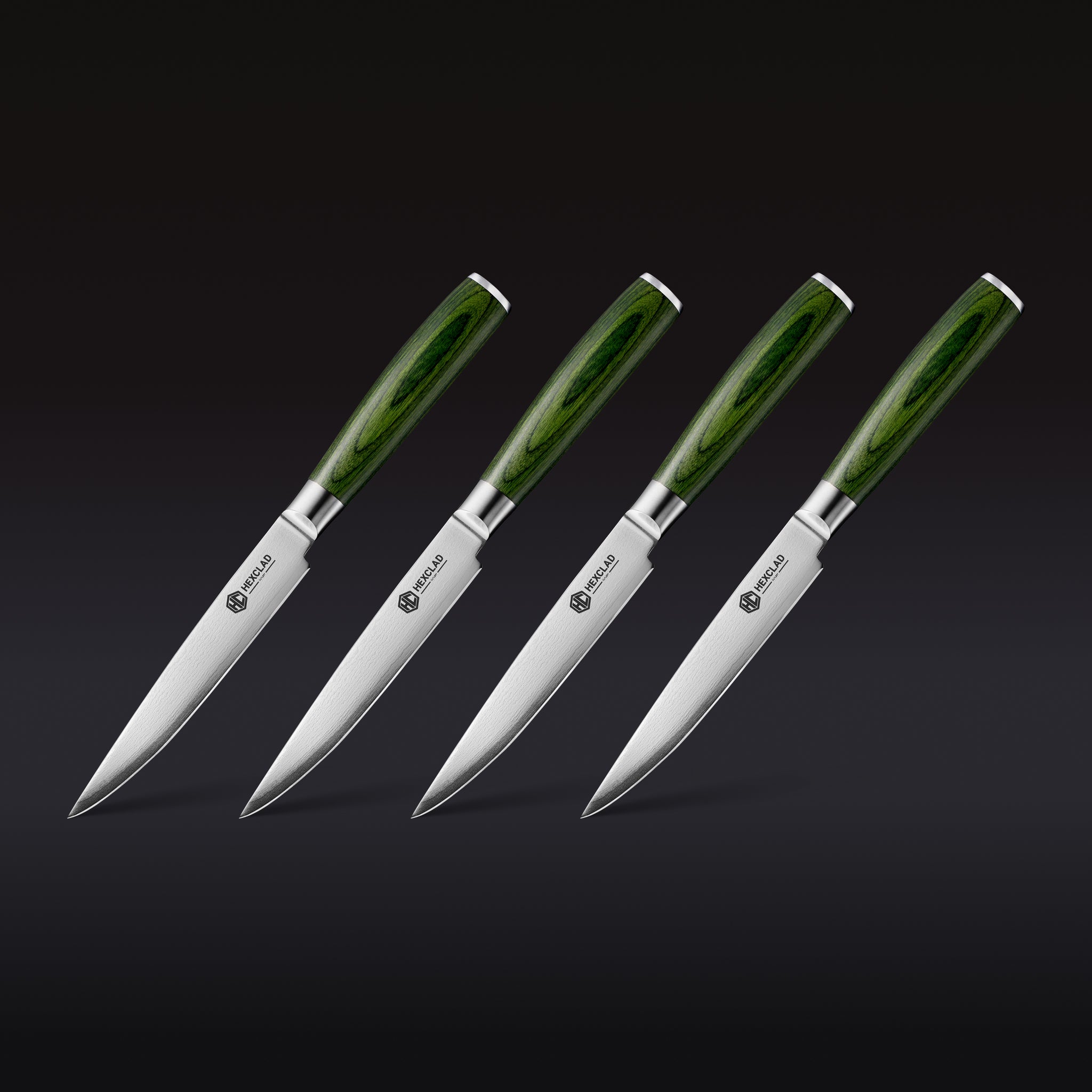 Damascus Steel Steak Knife Set, 4-pc (Green) • HexClad