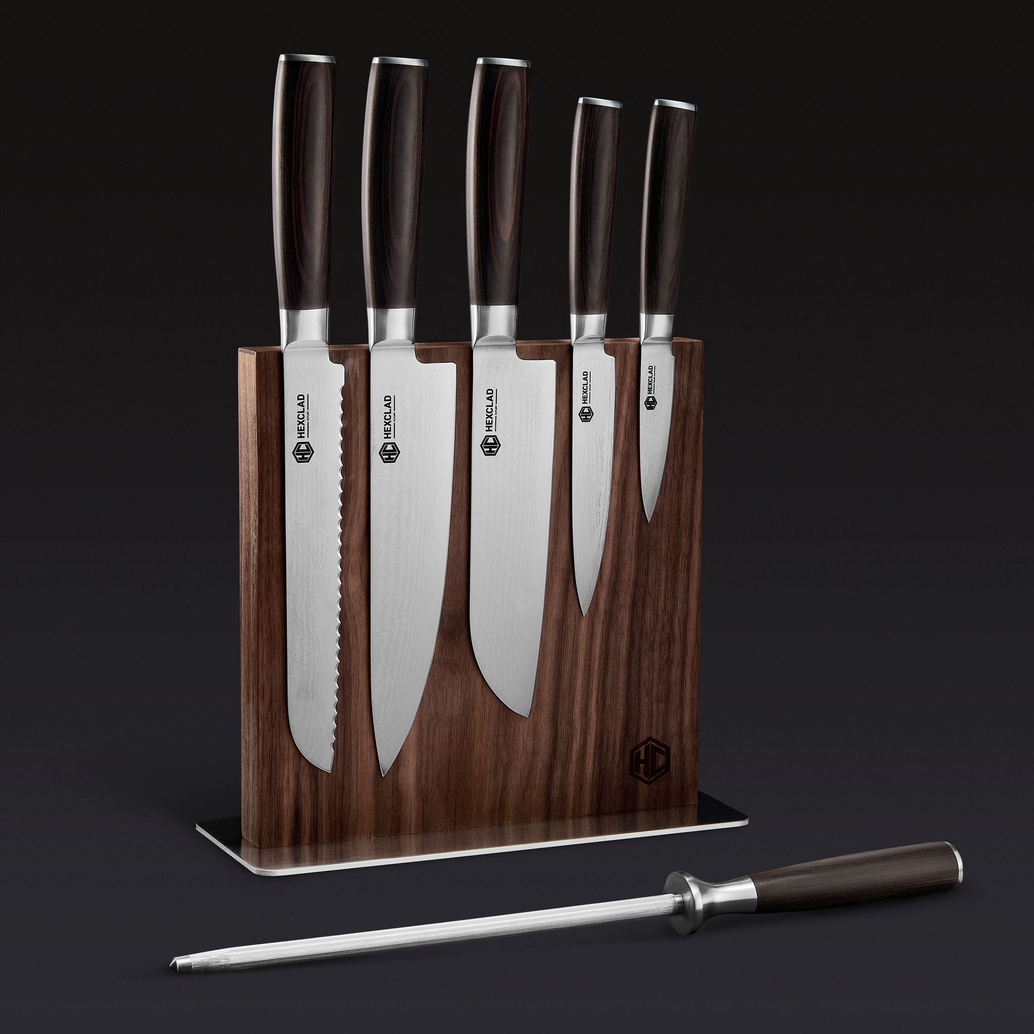 Damascus Steel Knife Set, 7-pc (Espresso) • HexClad