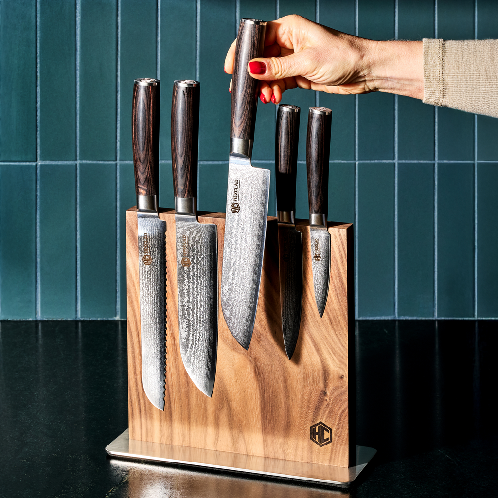Damascus Steel Knife Set, 7-pc (Espresso) • HexClad