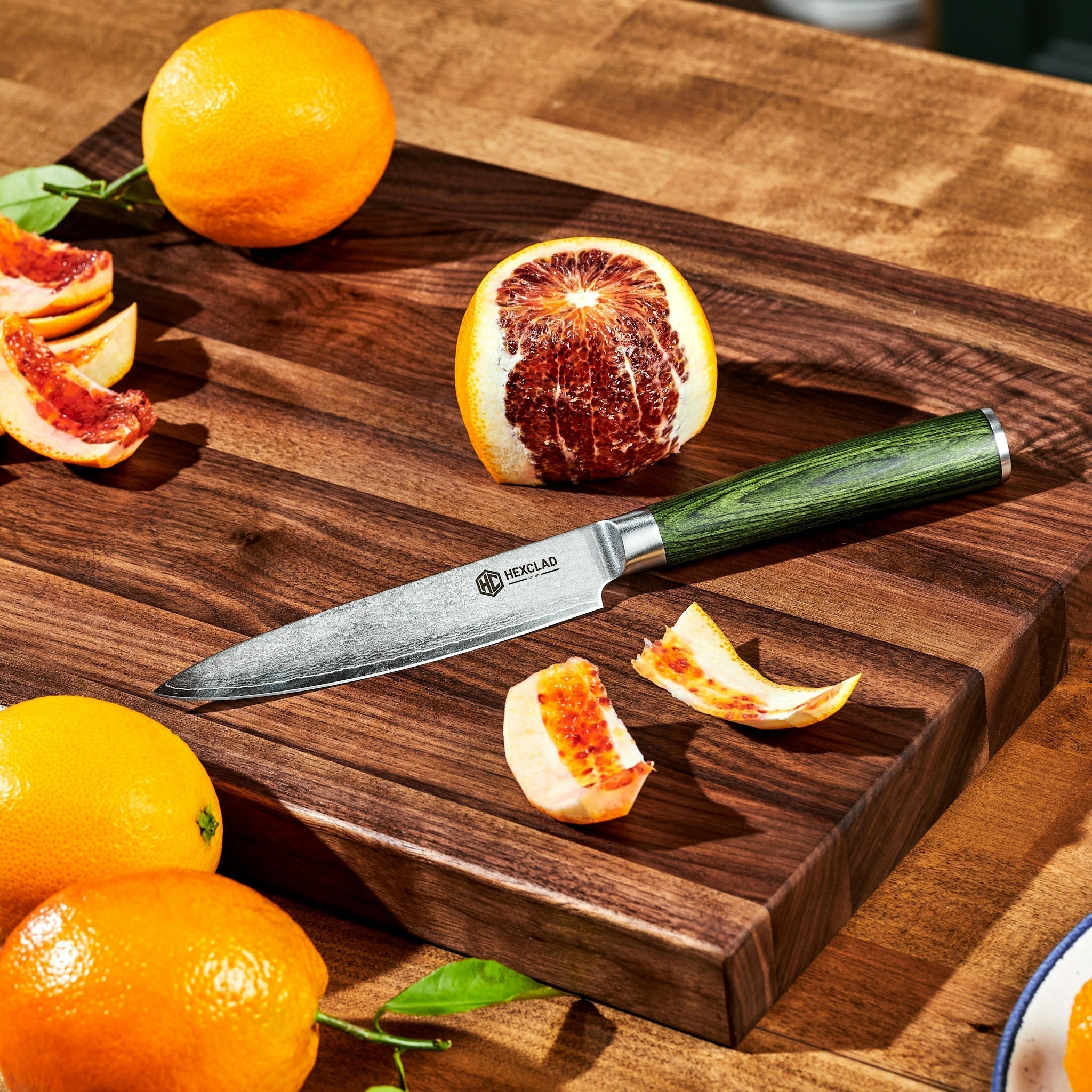 Essential Damascus Steel Knife Set, 6-pc (Green) • HexClad