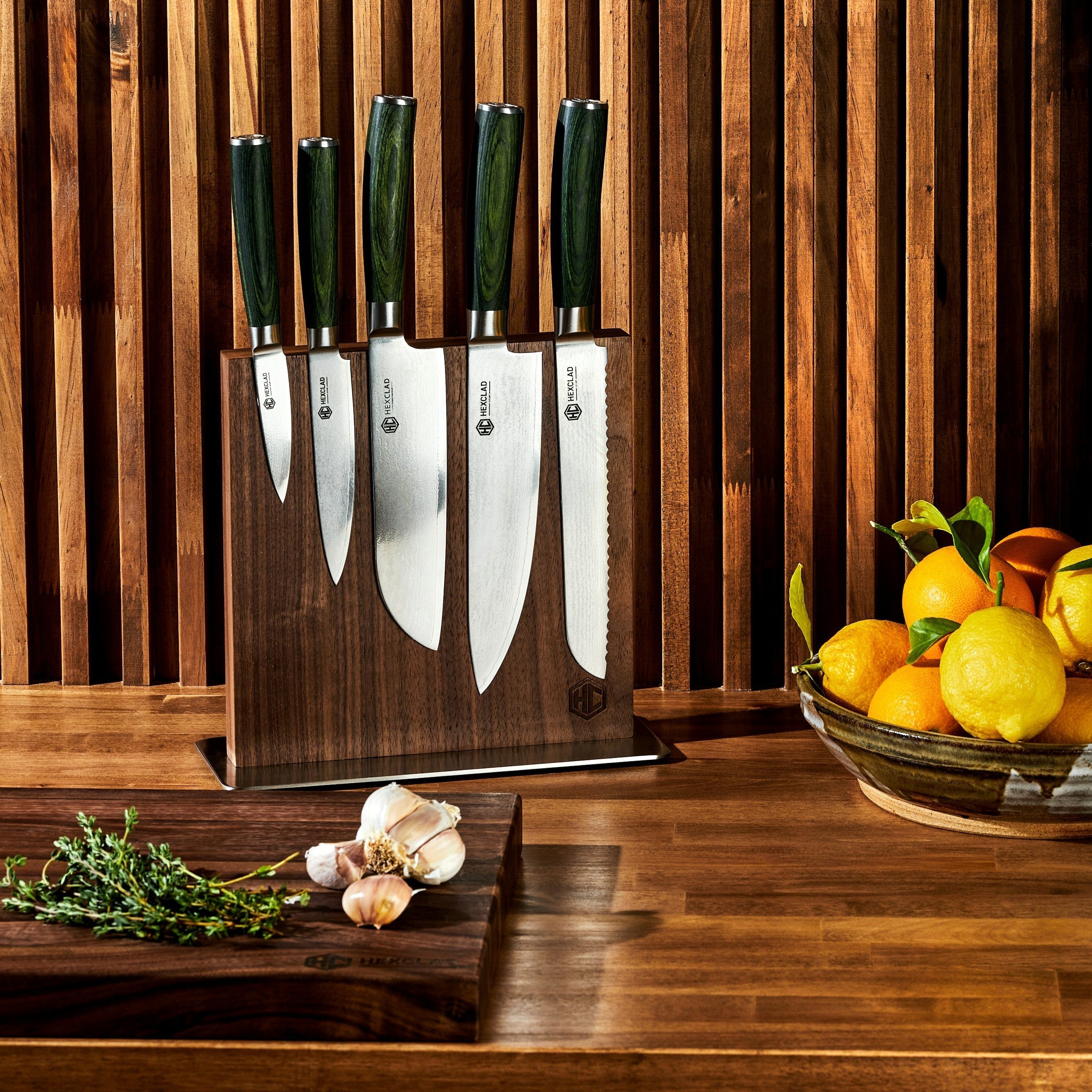 Magnetic Knife Block, Walnut • HexClad