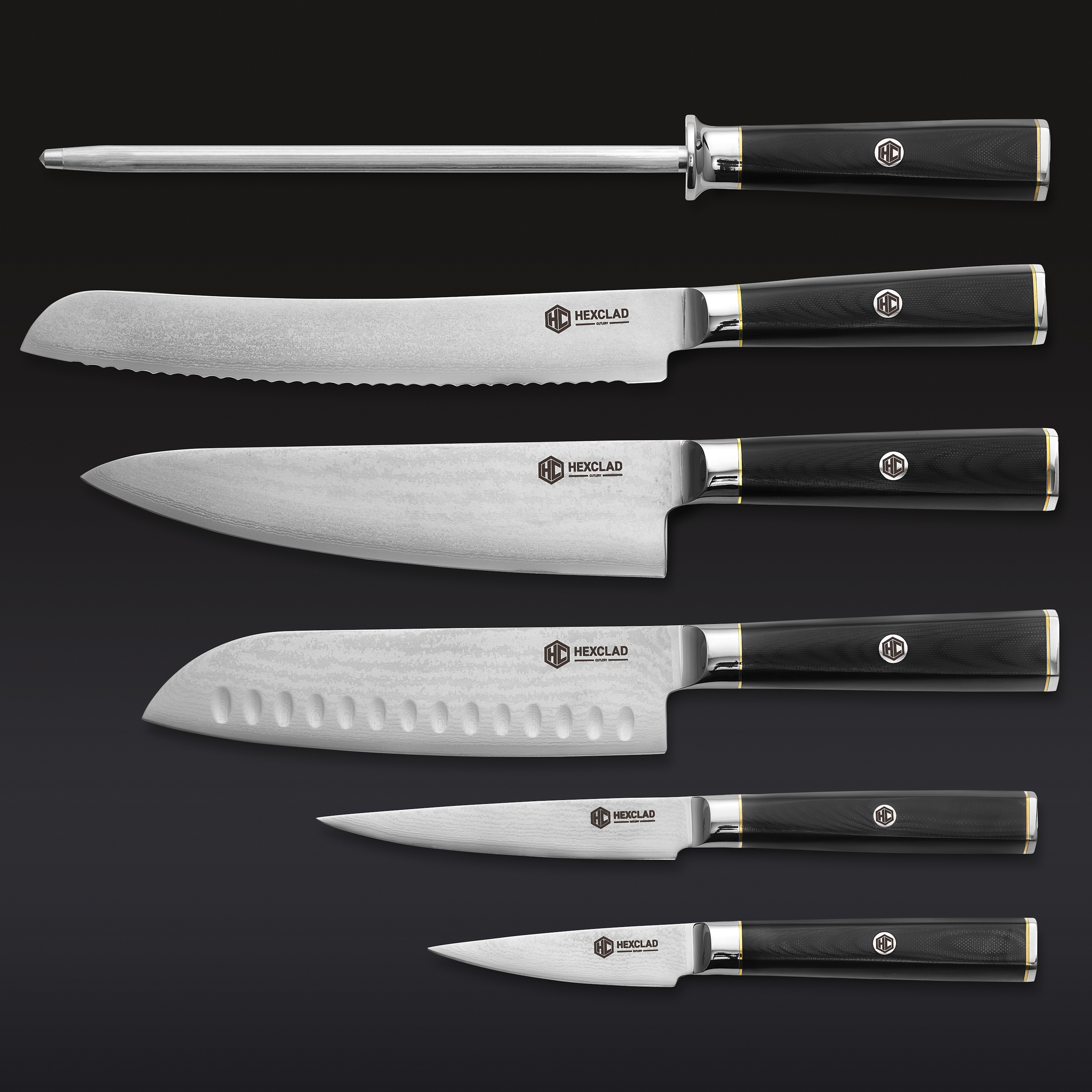 Master Series Damascus Steel Knife Set, 6-pc • HexClad