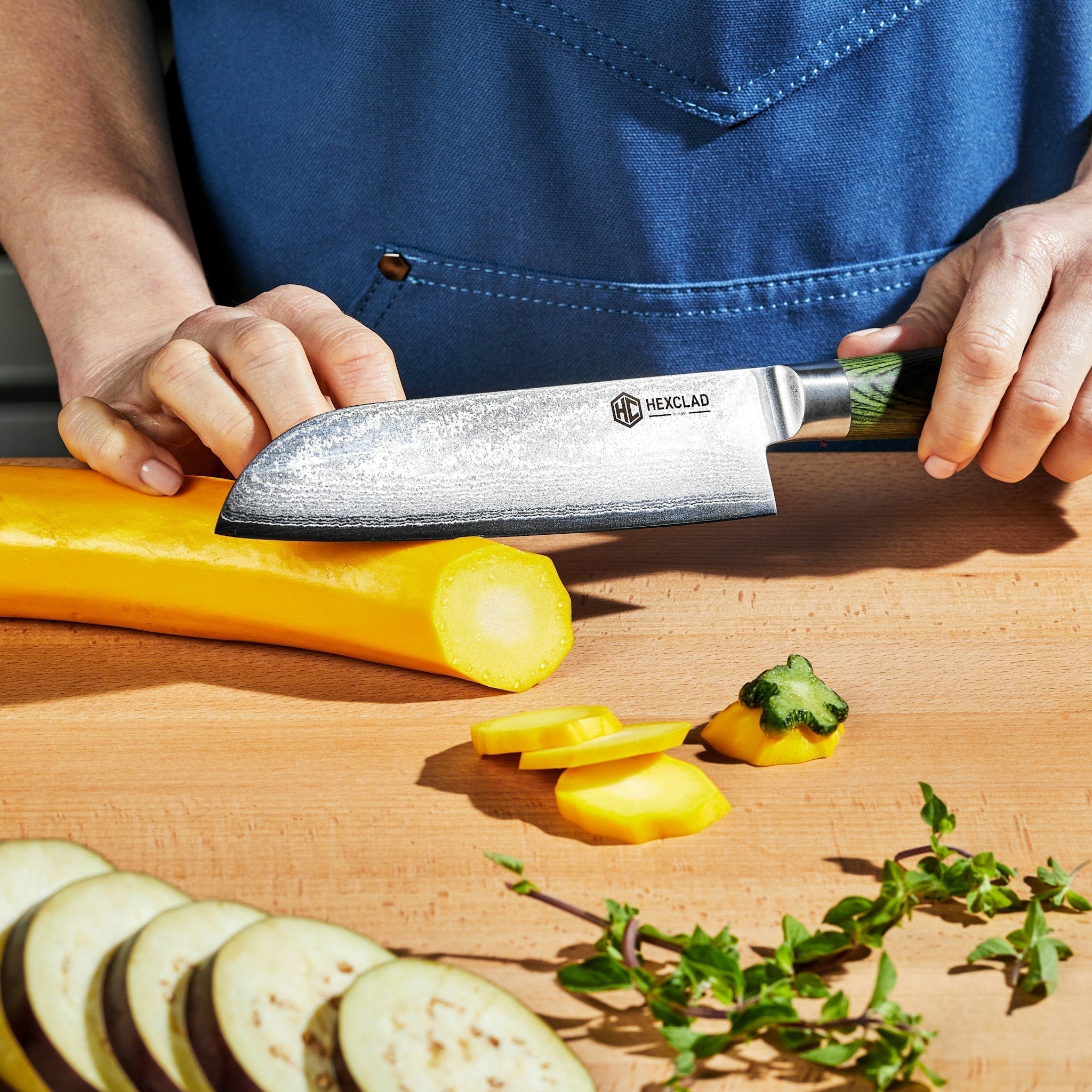 Damascus Steel Santoku Knife, 7" • HexClad