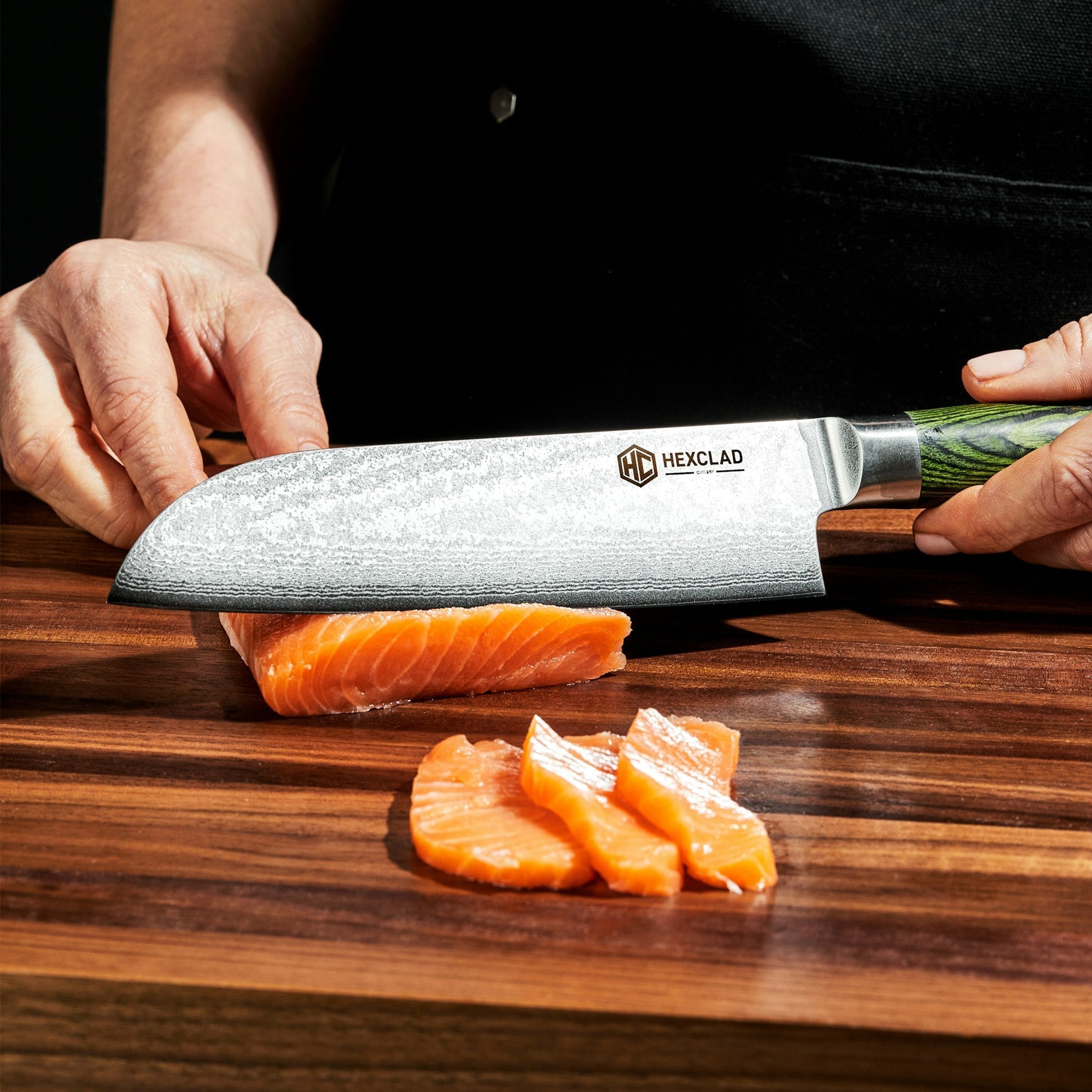 Damascus Steel Santoku Knife, 7" • HexClad