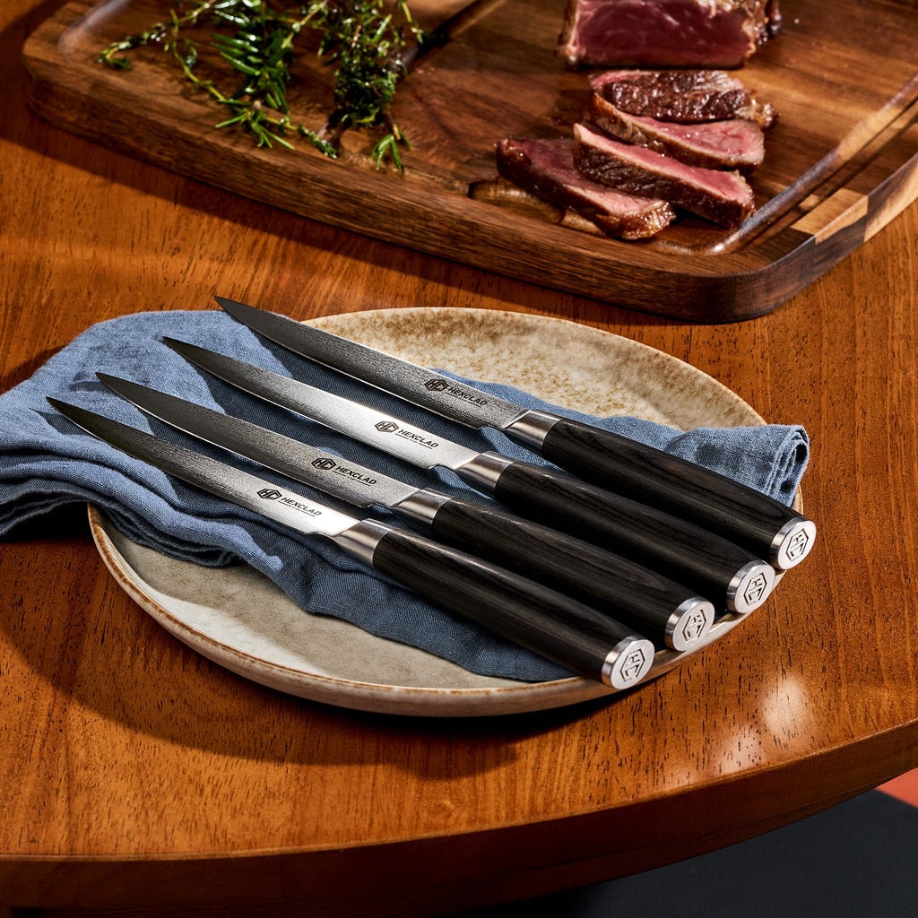 Damascus Steel Steak Knife Set, 4-pc (Espresso) • HexClad