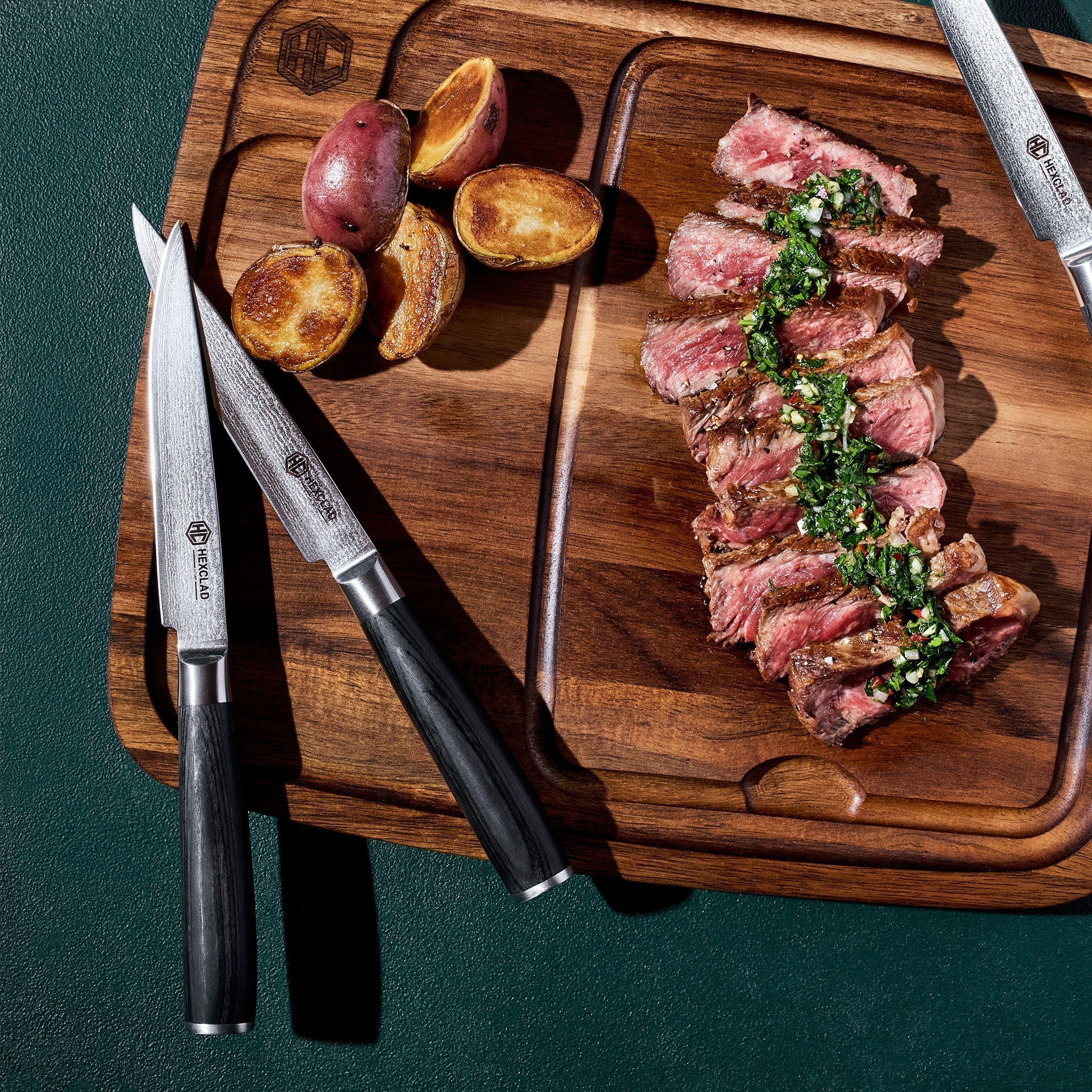 Steak Knife & Bistecca Plate Set, 8-pc (Espresso) • HexClad