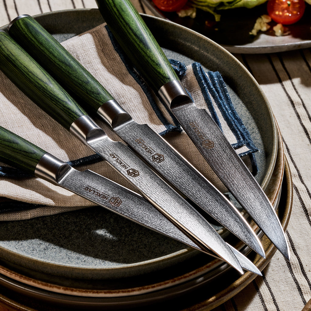 Damascus Steel Steak Knife Set, 4-pc (Green) • HexClad