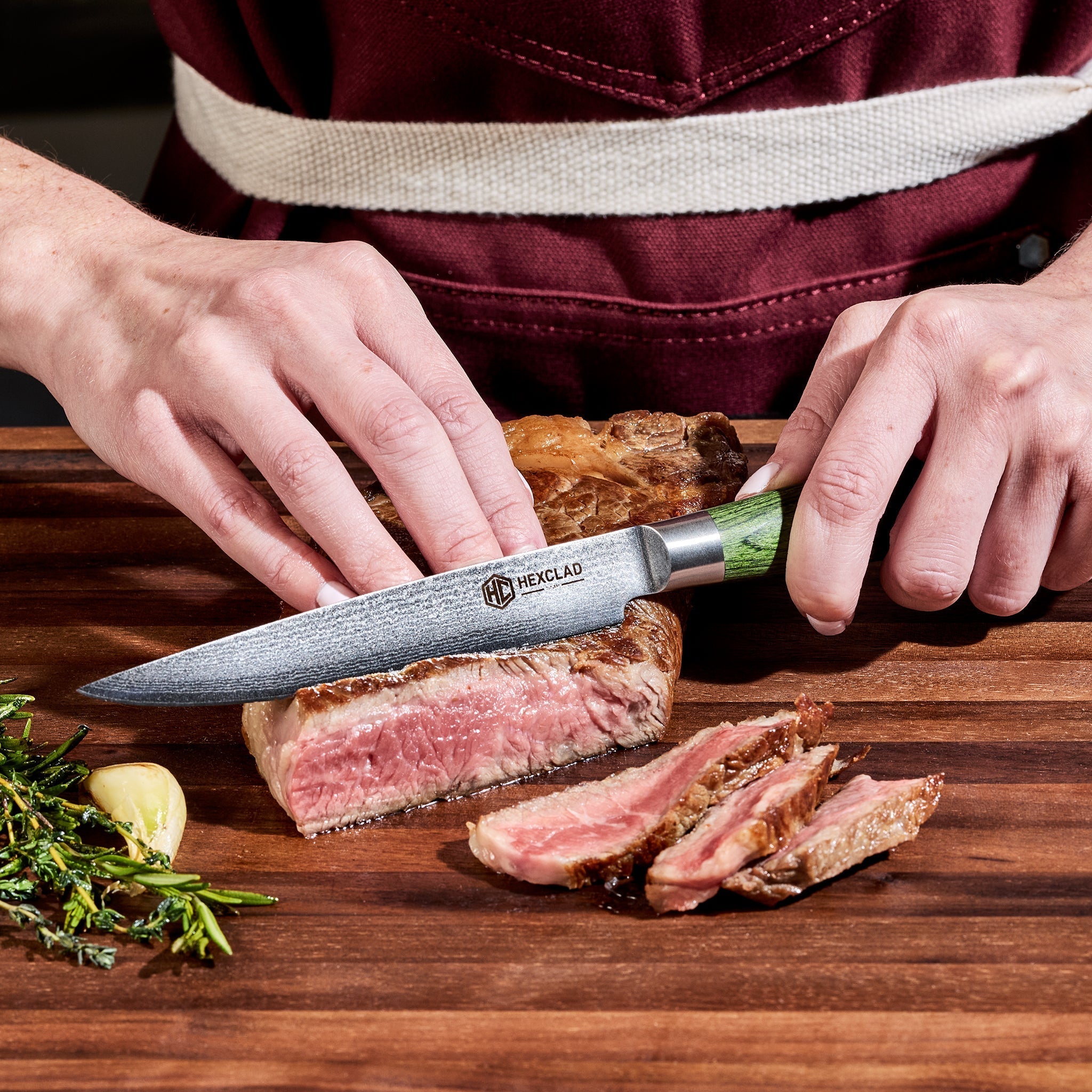 Damascus Steel Steak Knife Set, 4-pc (Green) • HexClad