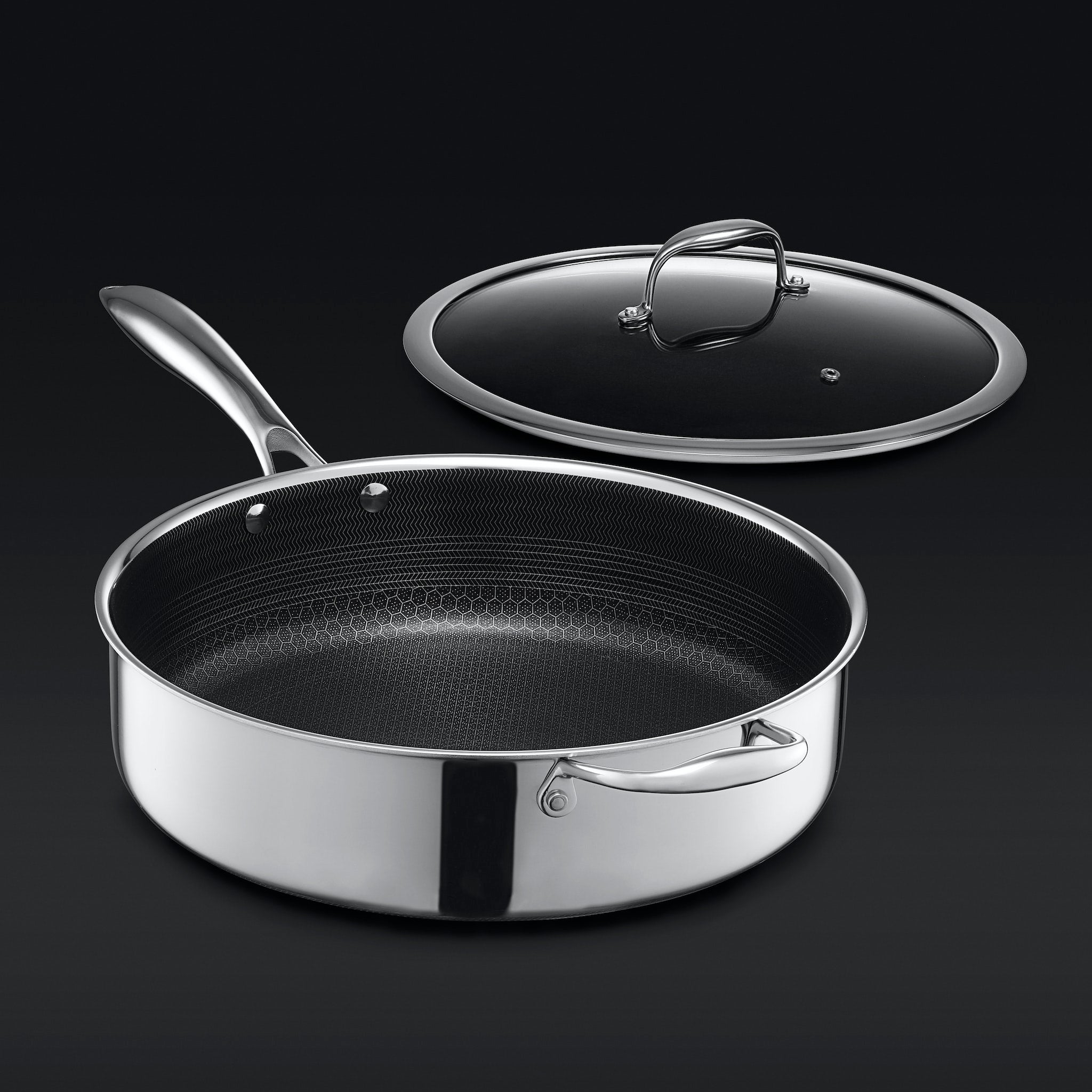 Hybrid Deep Sauté Pan with Lid, 5.5-Qt • HexClad