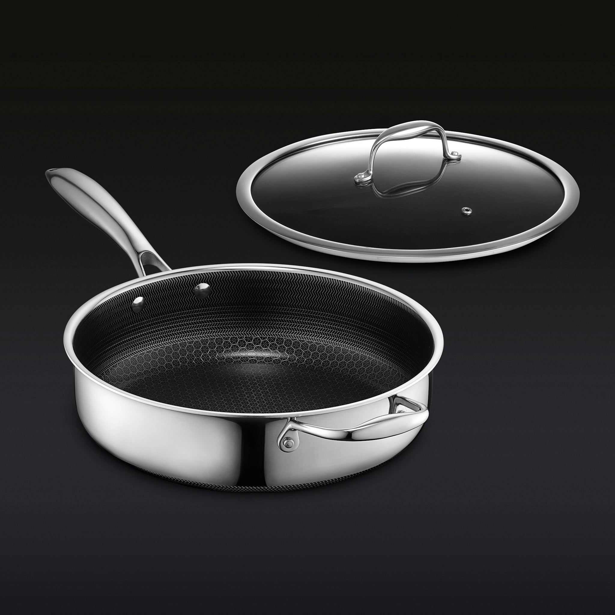 Hybrid Deep Sauté Pan with Lid, 3.3-Qt • HexClad