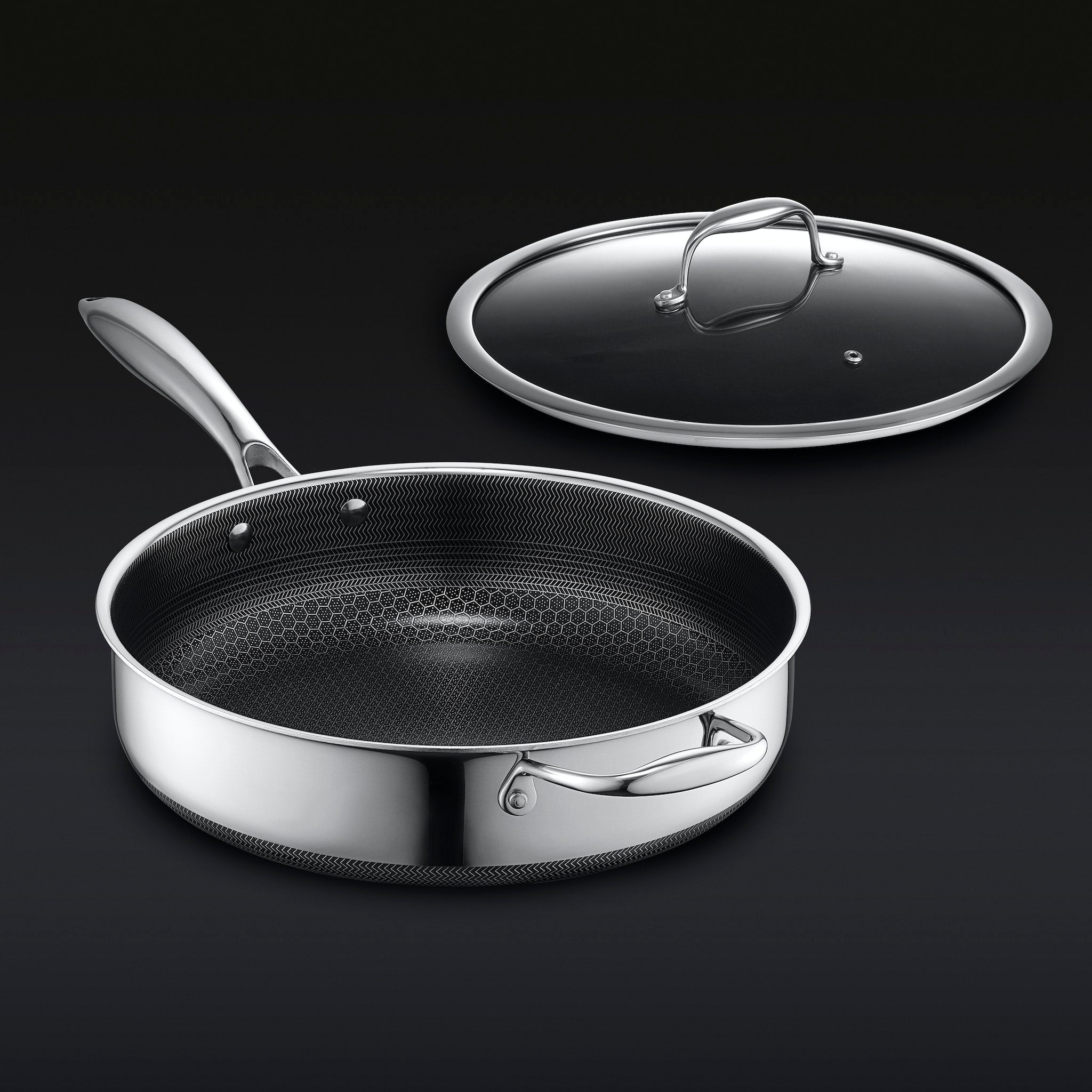 Hybrid Deep Sauté Pan with Lid, 4.5-Qt • HexClad