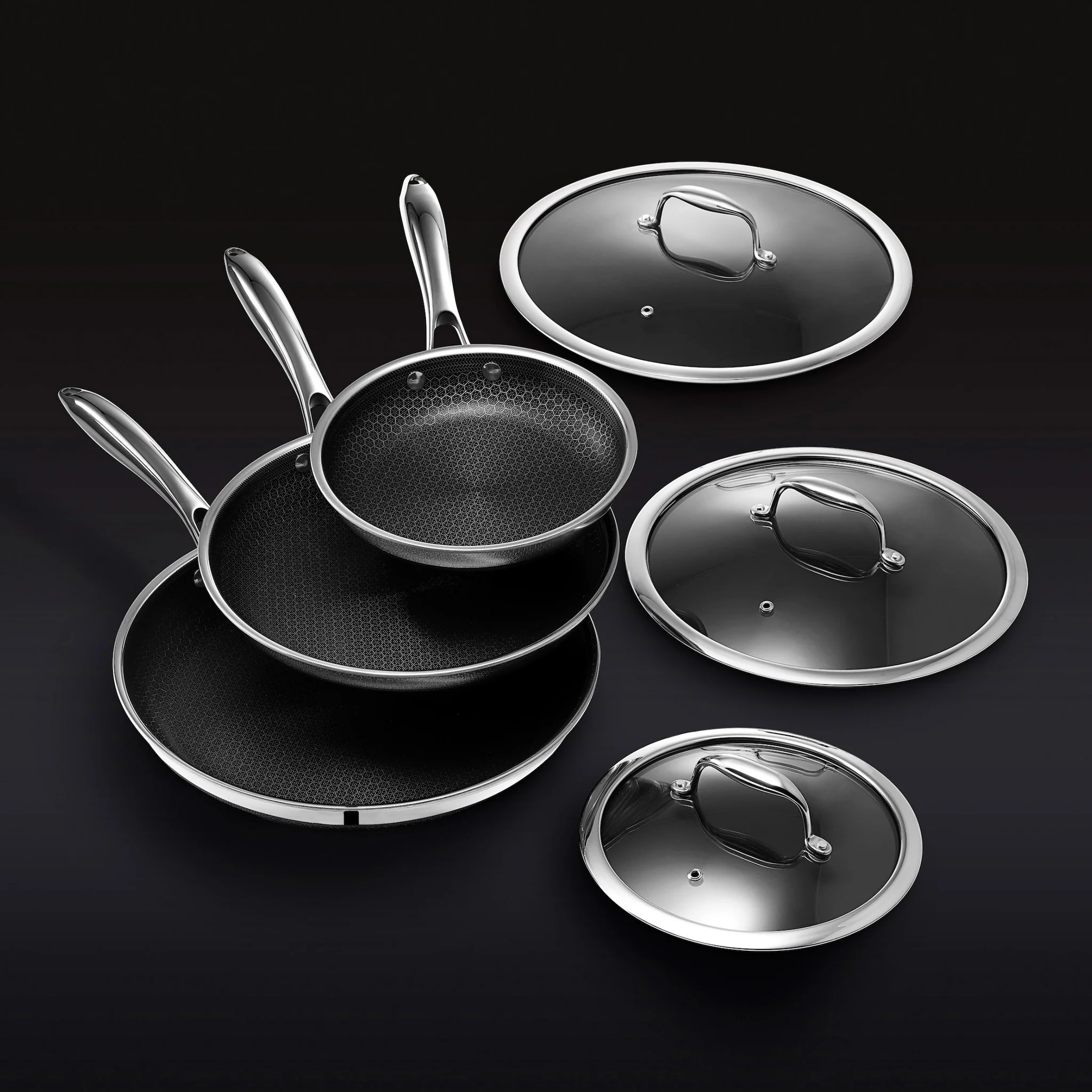 Hybrid Fry Pan Set with Lids, 6pc • HexClad
