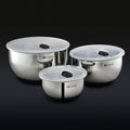 Stainless Mixing Bowl Set with Vacuum Seal Lids, 6-pc • HexClad