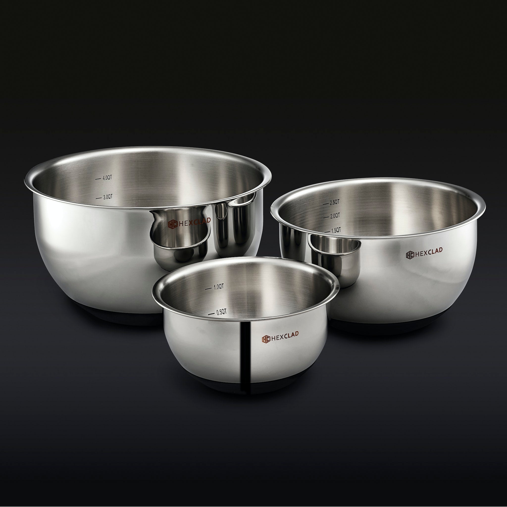 Stainless Mixing Bowl Set with Vacuum Seal Lids, 6-pc • HexClad