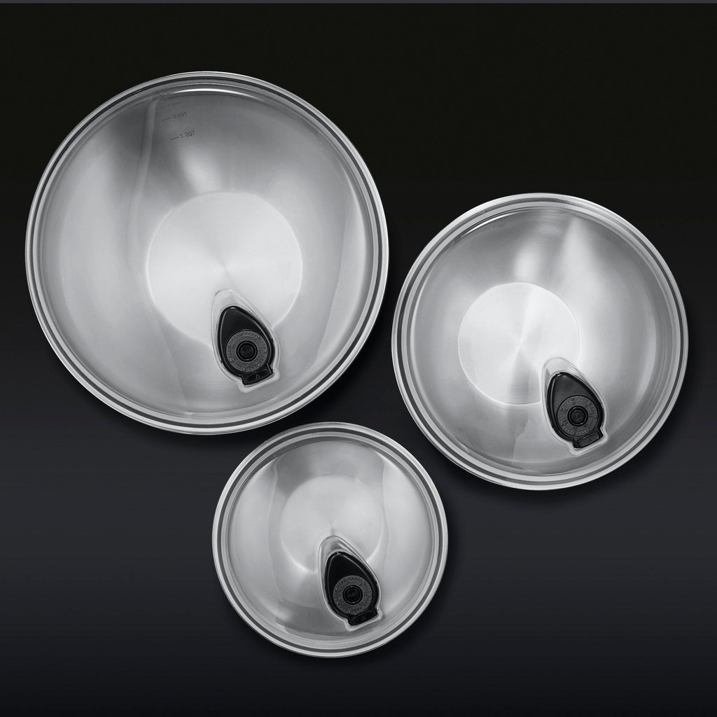 Stainless Mixing Bowl Set with Vacuum Seal Lids, 6-pc • HexClad