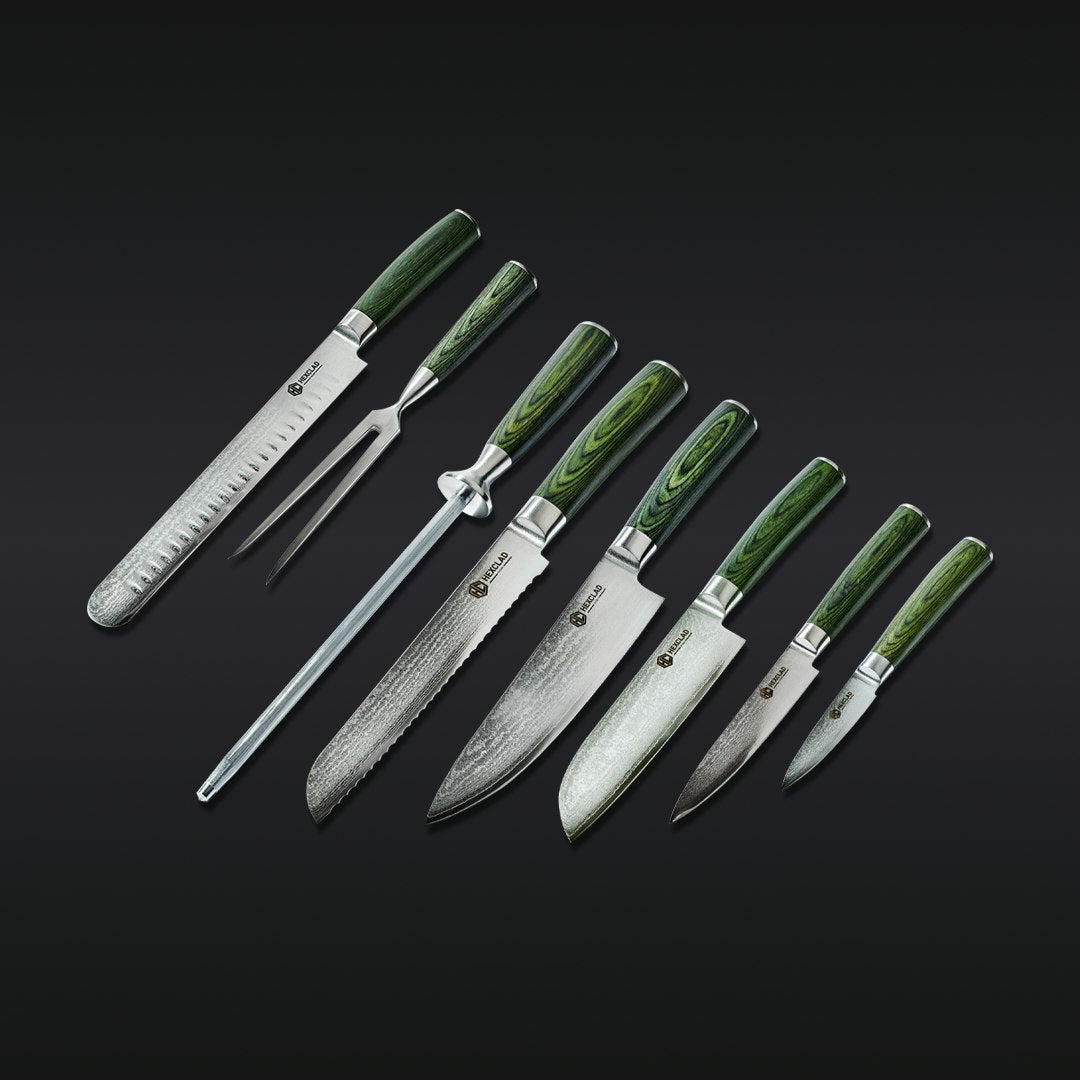 Damascus Steel Knife & Carving Set, 8-pc • HexClad