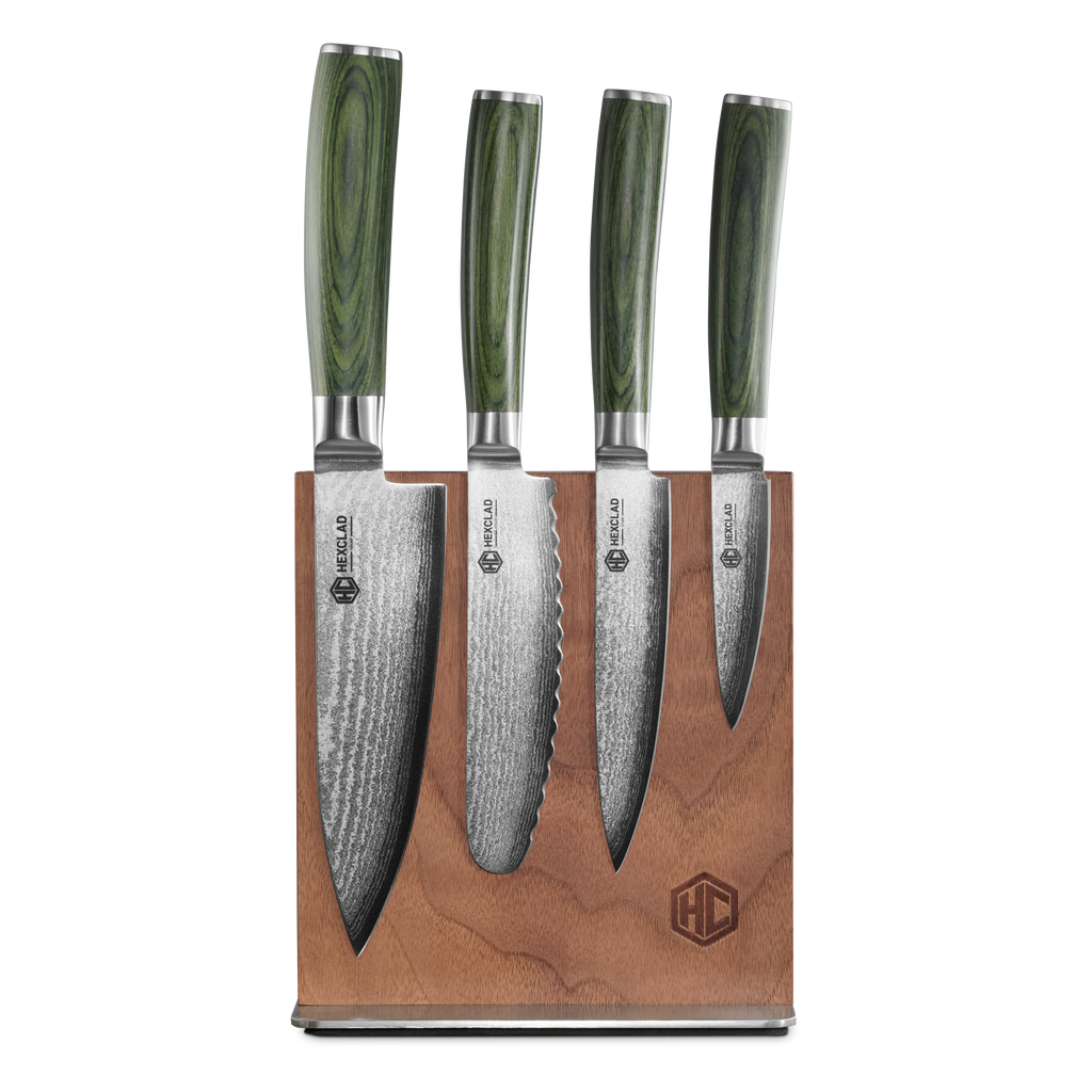 Damascus Steel Studio Knife Set, 5-pc (Green) • HexClad