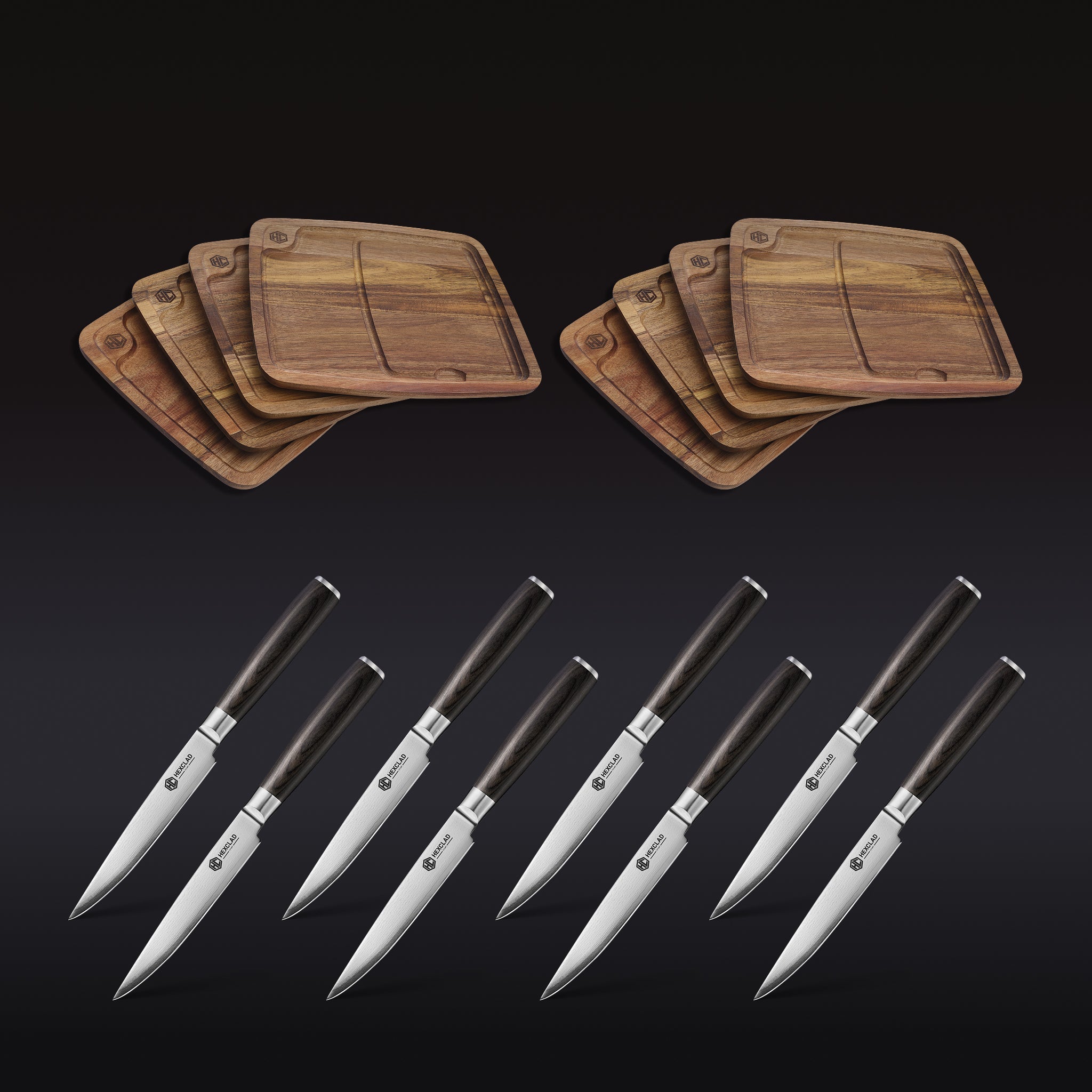 Steak Knife & Bistecca Plate Set, 16-pc (Espresso) • HexClad