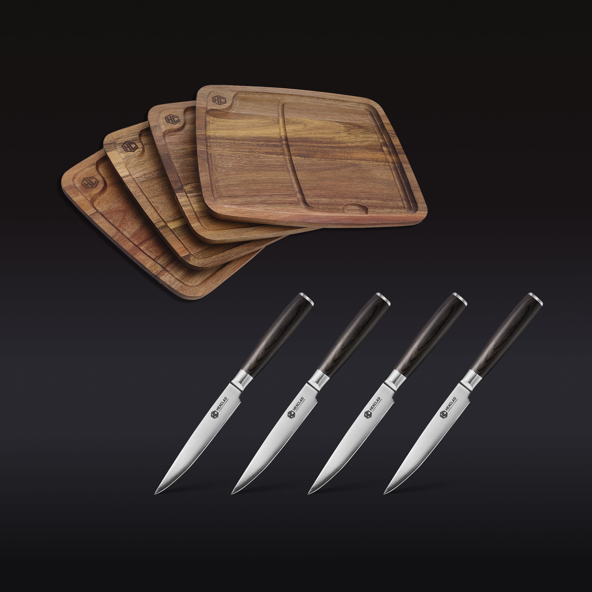 Steak Knife & Bistecca Plate Set, 8-pc (Espresso) • HexClad