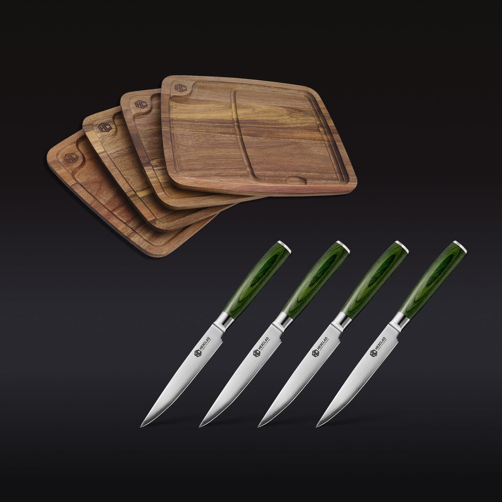 Steak Knife & Bistecca Plate Set, 8-pc (Green) • HexClad