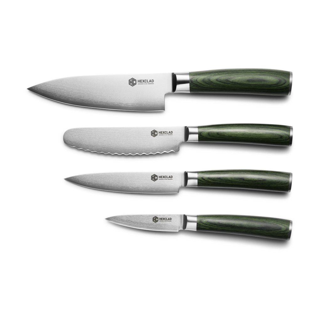 Damascus Steel Studio Knife Set, 5-pc (Green) • HexClad