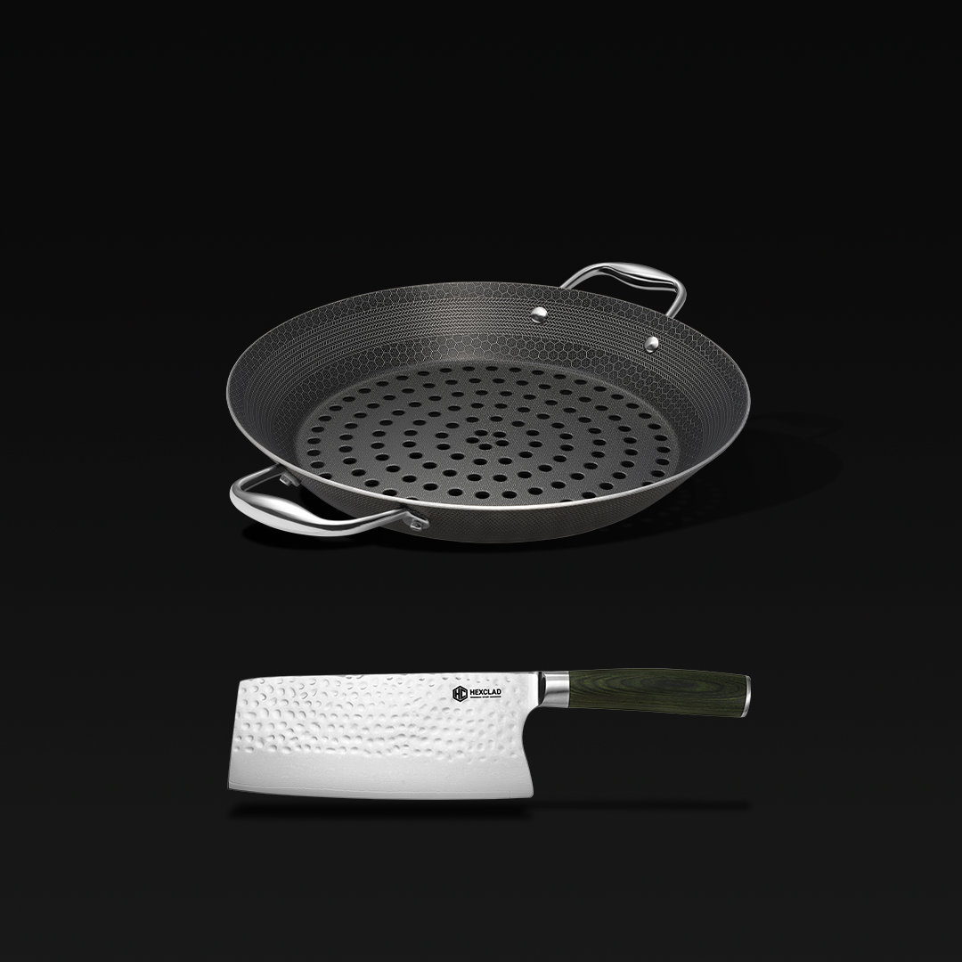 HexClad / BBQ Grill Pan + Meat Cleaver Bundle